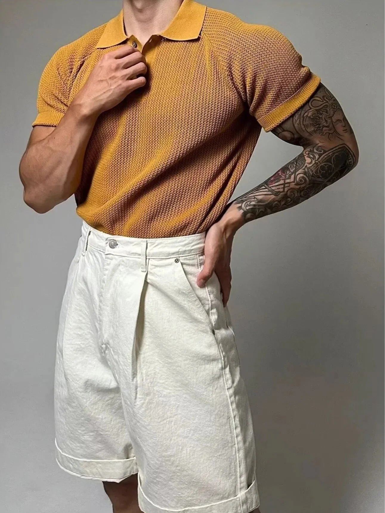 HARBOR WAFFLE-KNIT RAGLAN POLO