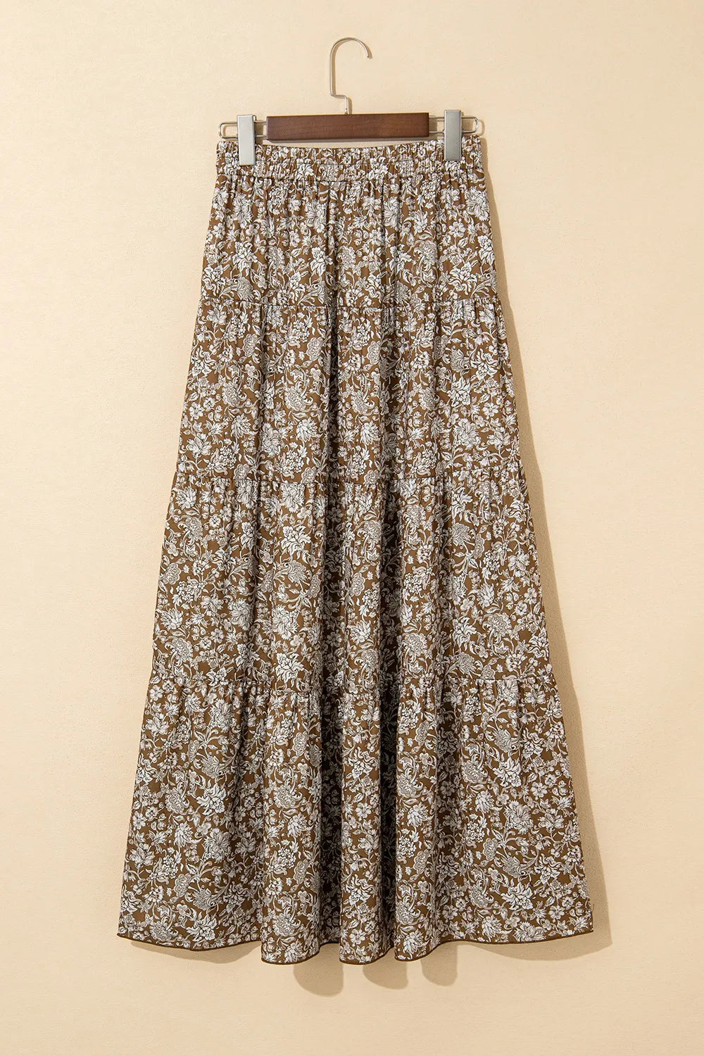 Floral Print Tiered Maxi Skirt