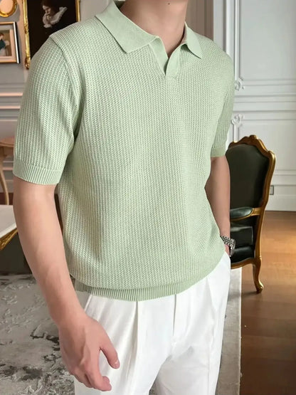 Men's Plus Size Textured Short Sleeve Polo