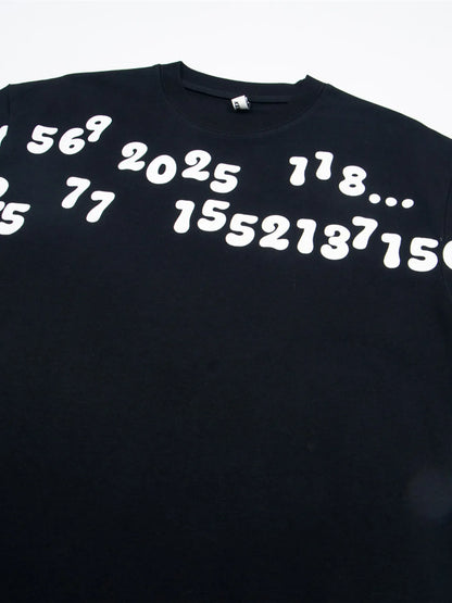 Men's Number Print Short Sleeve Oversized T-Shirt