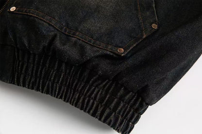 Vintage Washed Sherpa-Lined Denim Jacket