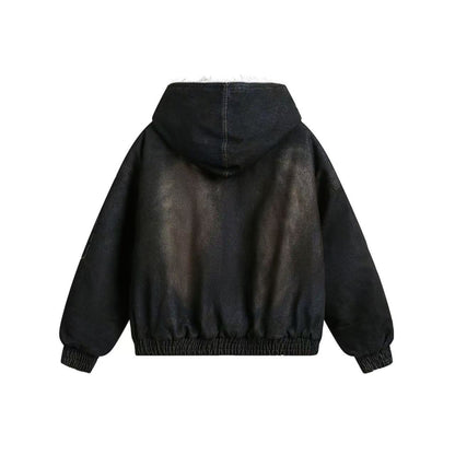 Vintage Washed Sherpa-Lined Denim Jacket