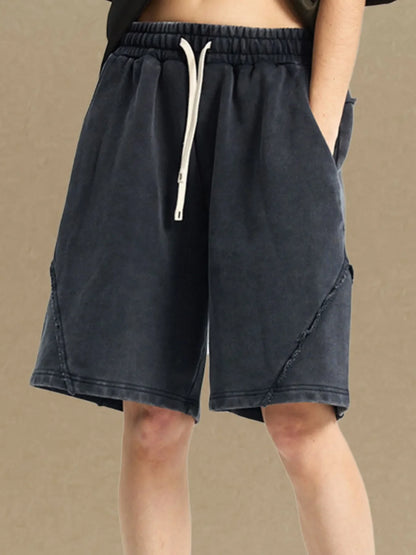 Men's Casual Drawstring Washed Shorts