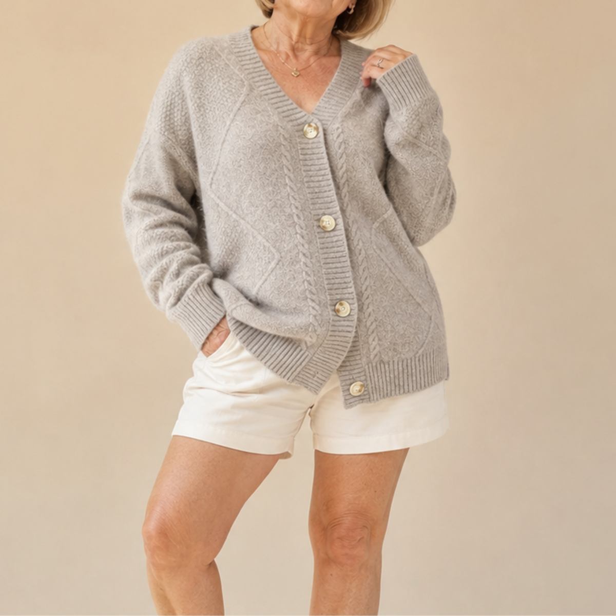 CORNELIA | Opalescent Ribbed Wool Cardigan