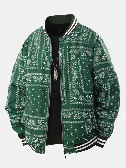 Paisley Print Baseball Jacket