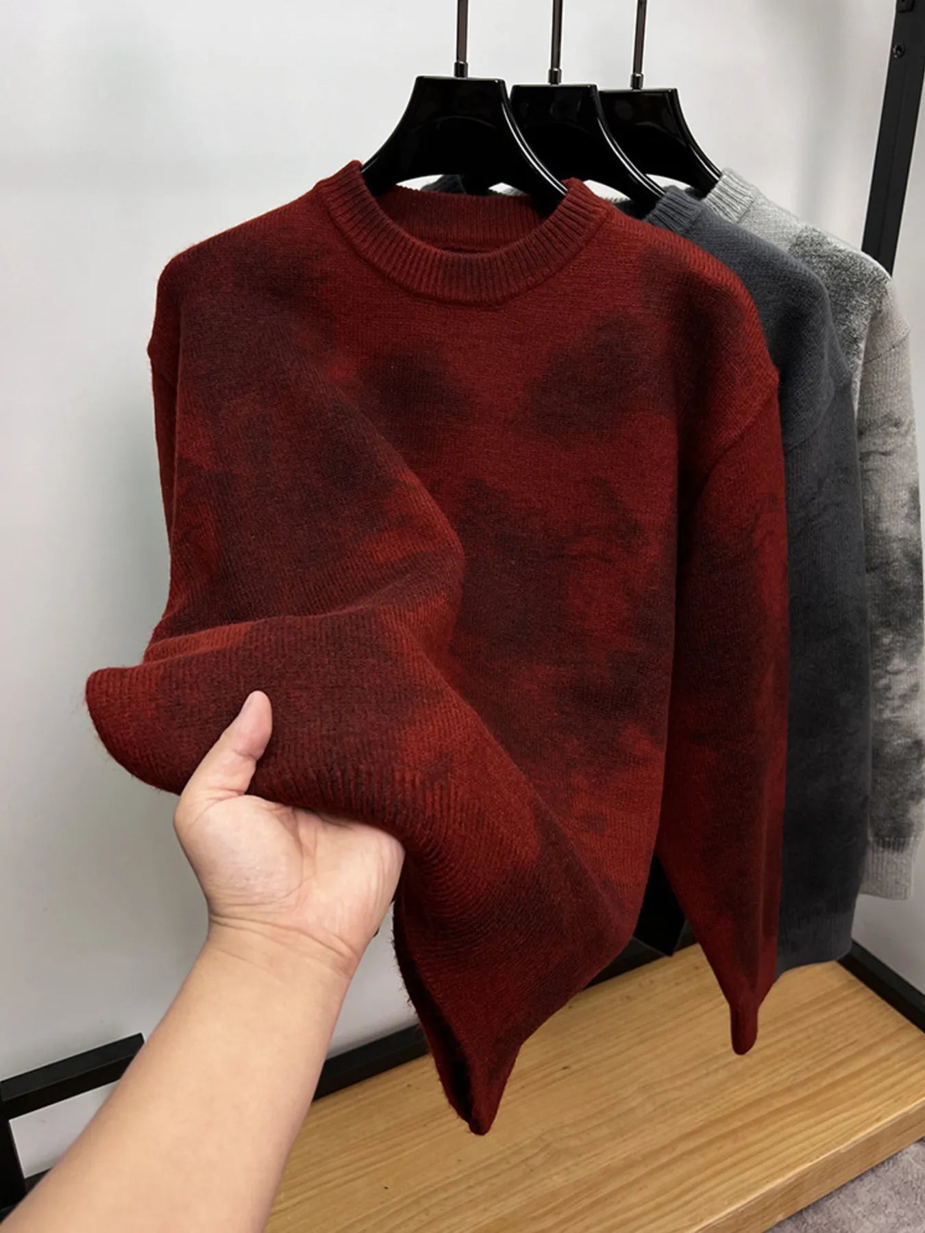 Men's Plus Size Ribbed Hem Round Neck Sweater