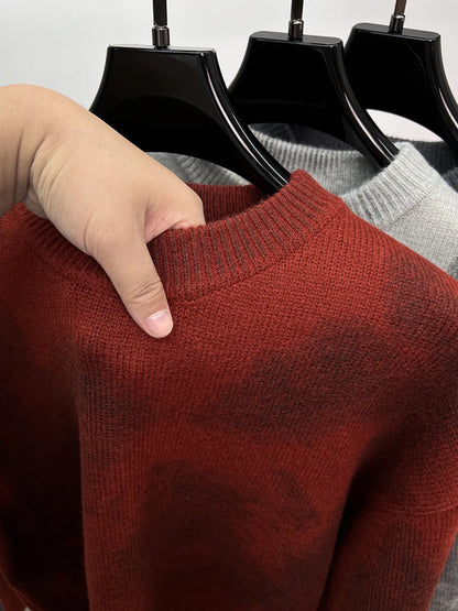 Men's Plus Size Ribbed Hem Round Neck Sweater