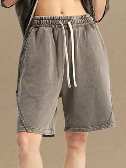 Men's Casual Drawstring Washed Shorts