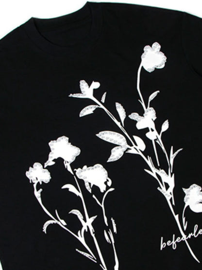 Men's Flower Pearl Detail Oversized Short Sleeve T-Shirt