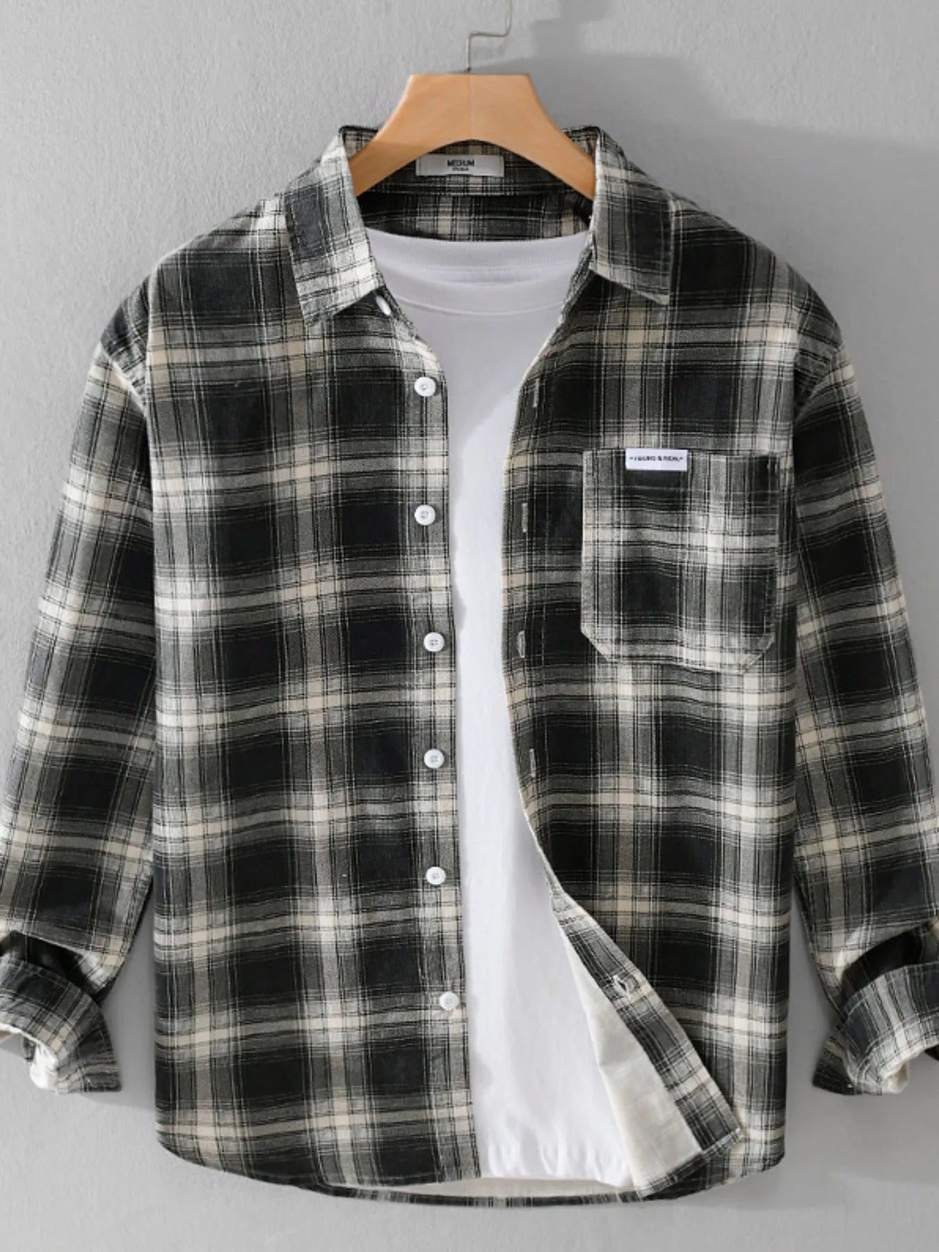 Men's Plus Size Plaid Button Up Long Sleeve Shirt