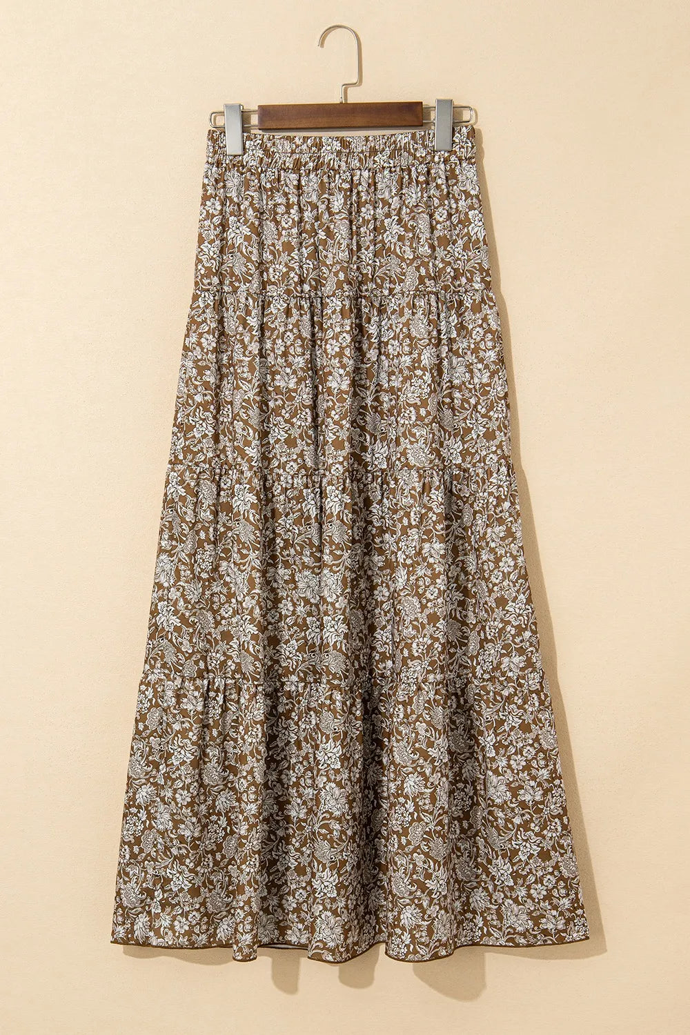 Floral Print Tiered Maxi Skirt