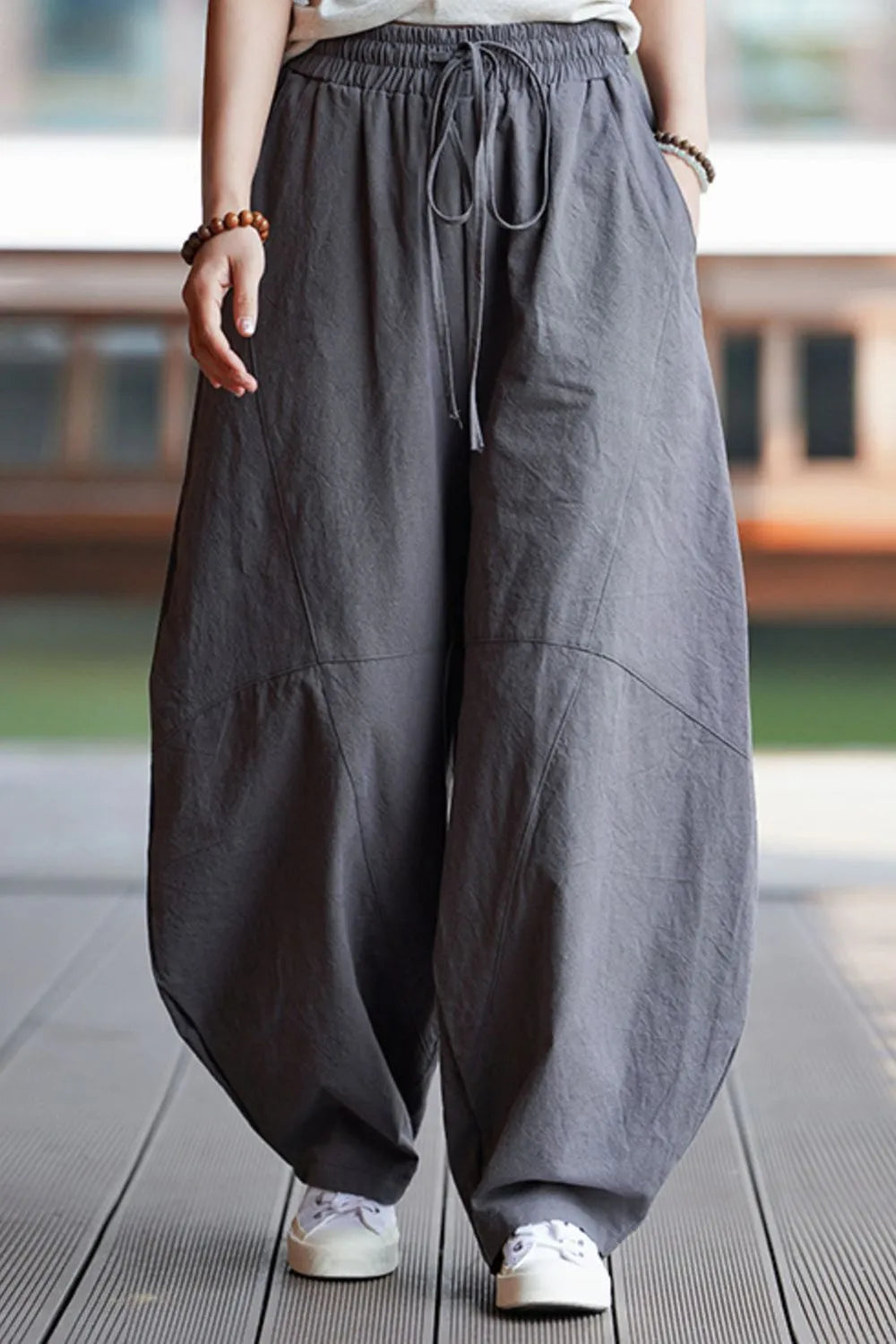 Men's Plus Size Casual Drawstring Wide Leg Pants