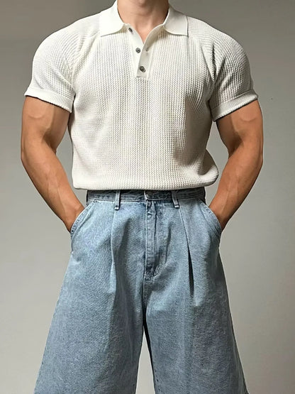HARBOR WAFFLE-KNIT RAGLAN POLO