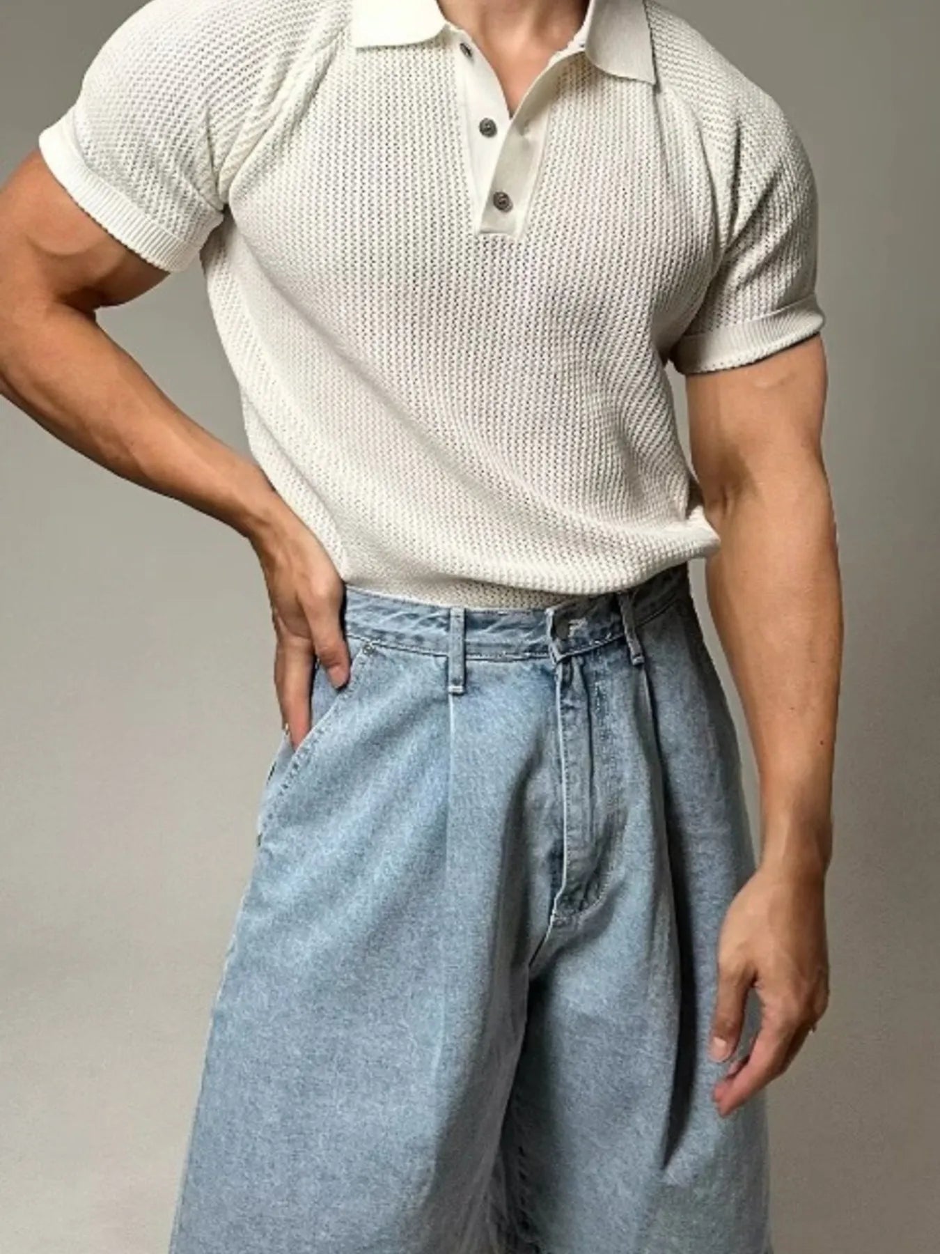 HARBOR WAFFLE-KNIT RAGLAN POLO