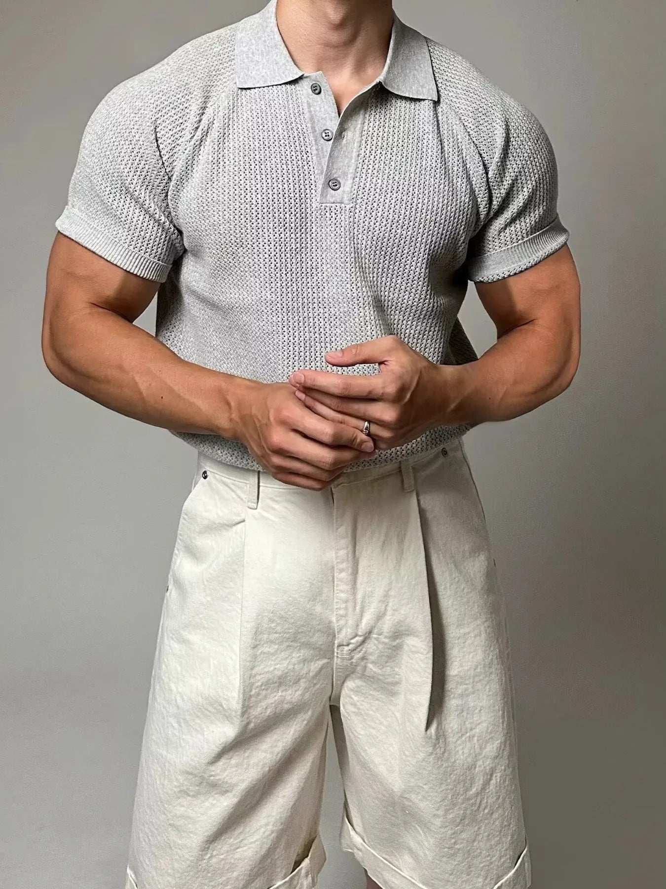 HARBOR WAFFLE-KNIT RAGLAN POLO