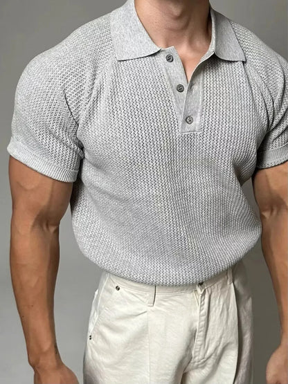 HARBOR WAFFLE-KNIT RAGLAN POLO