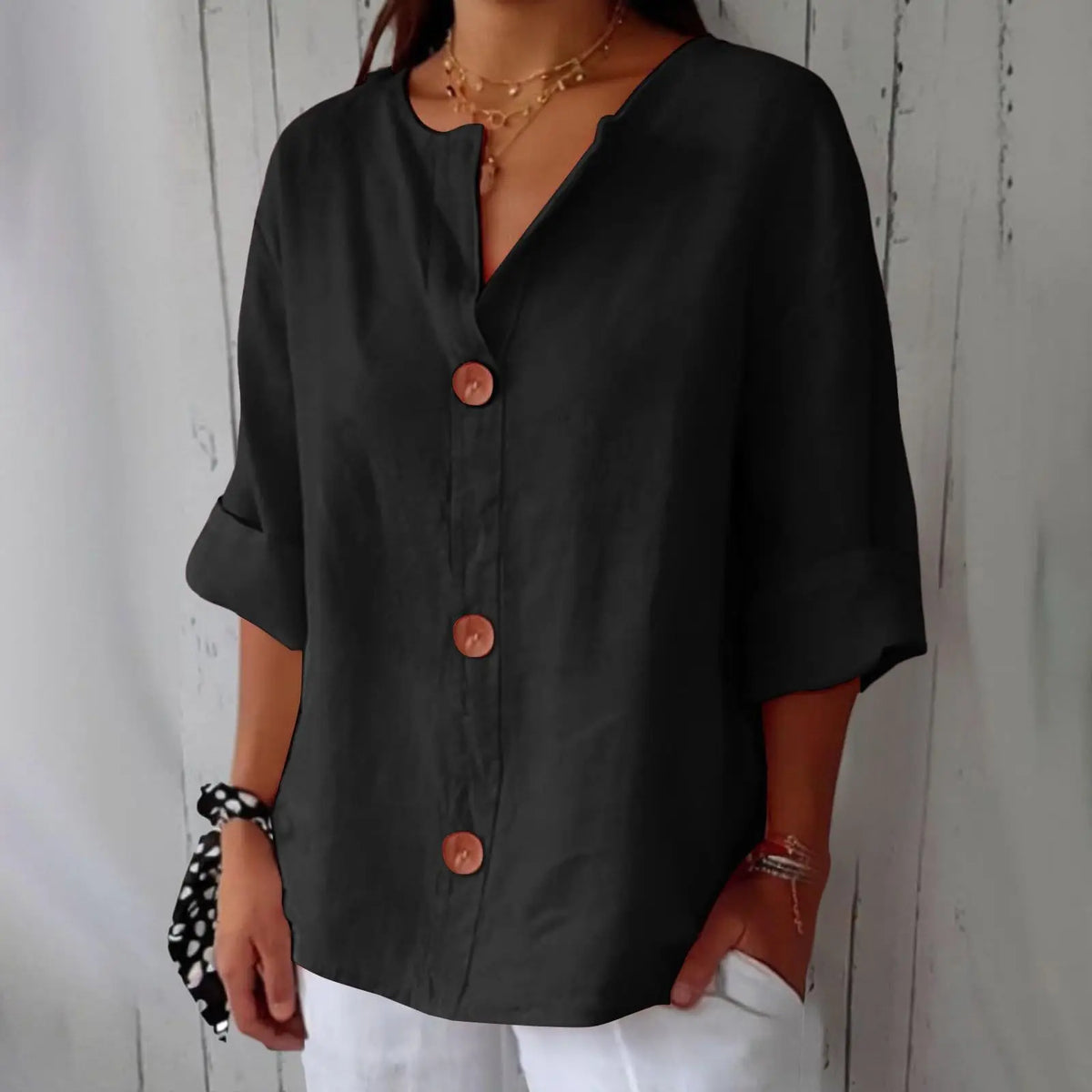 AZALEA | LINEN BLEND REFINED BLOUSE