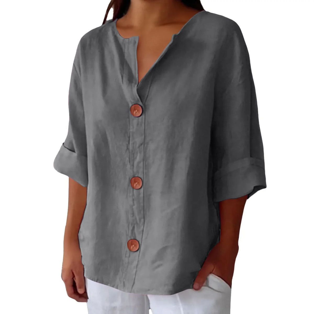 AZALEA | LINEN BLEND REFINED BLOUSE