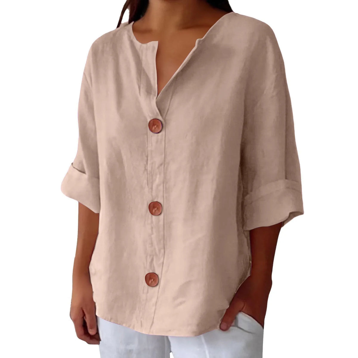 AZALEA | LINEN BLEND REFINED BLOUSE