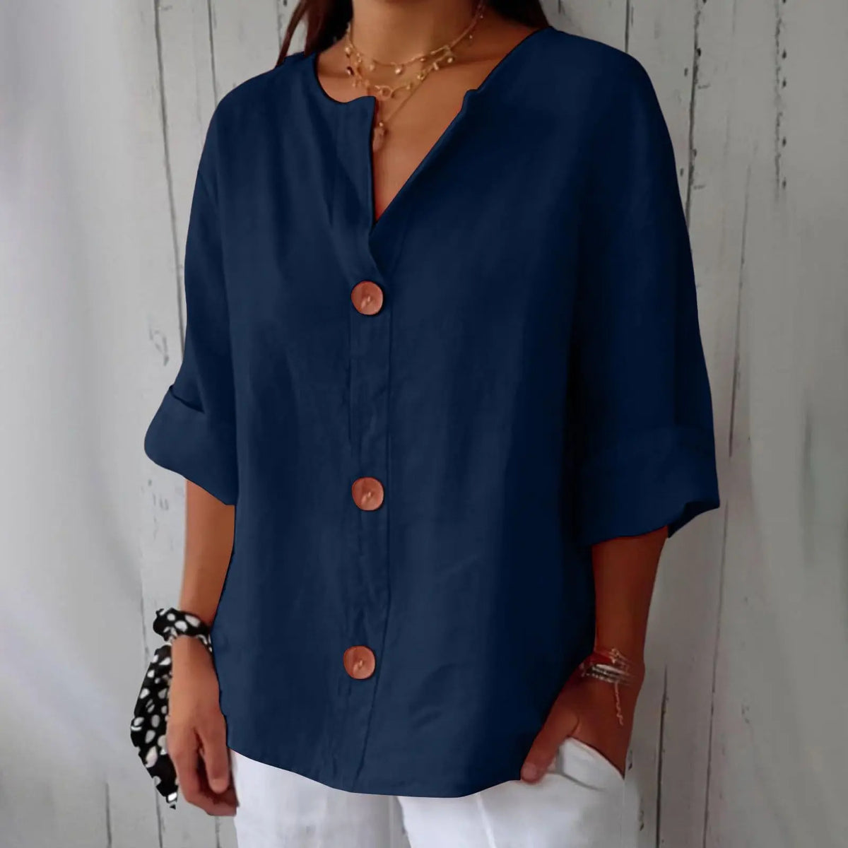 AZALEA | LINEN BLEND REFINED BLOUSE