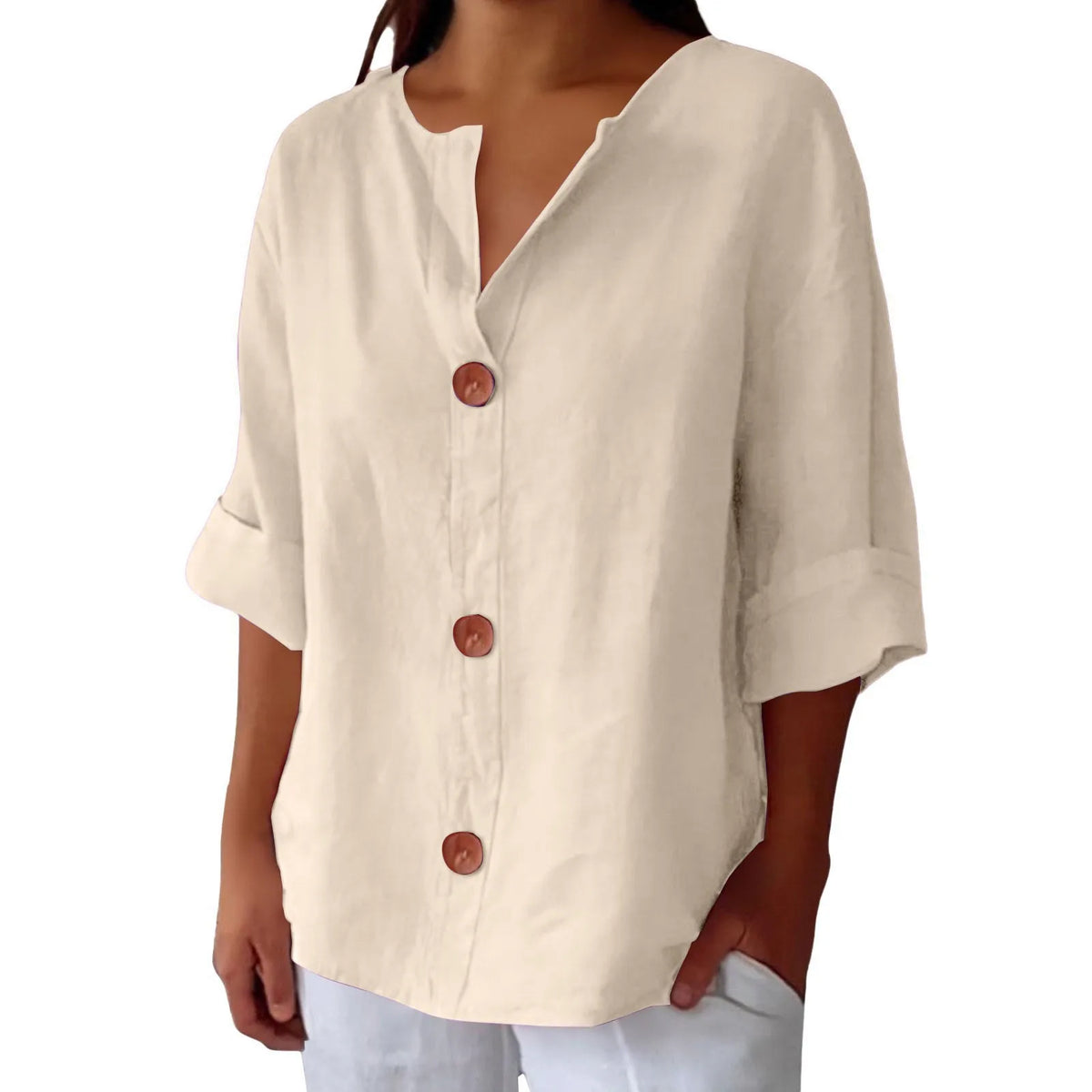 AZALEA | LINEN BLEND REFINED BLOUSE