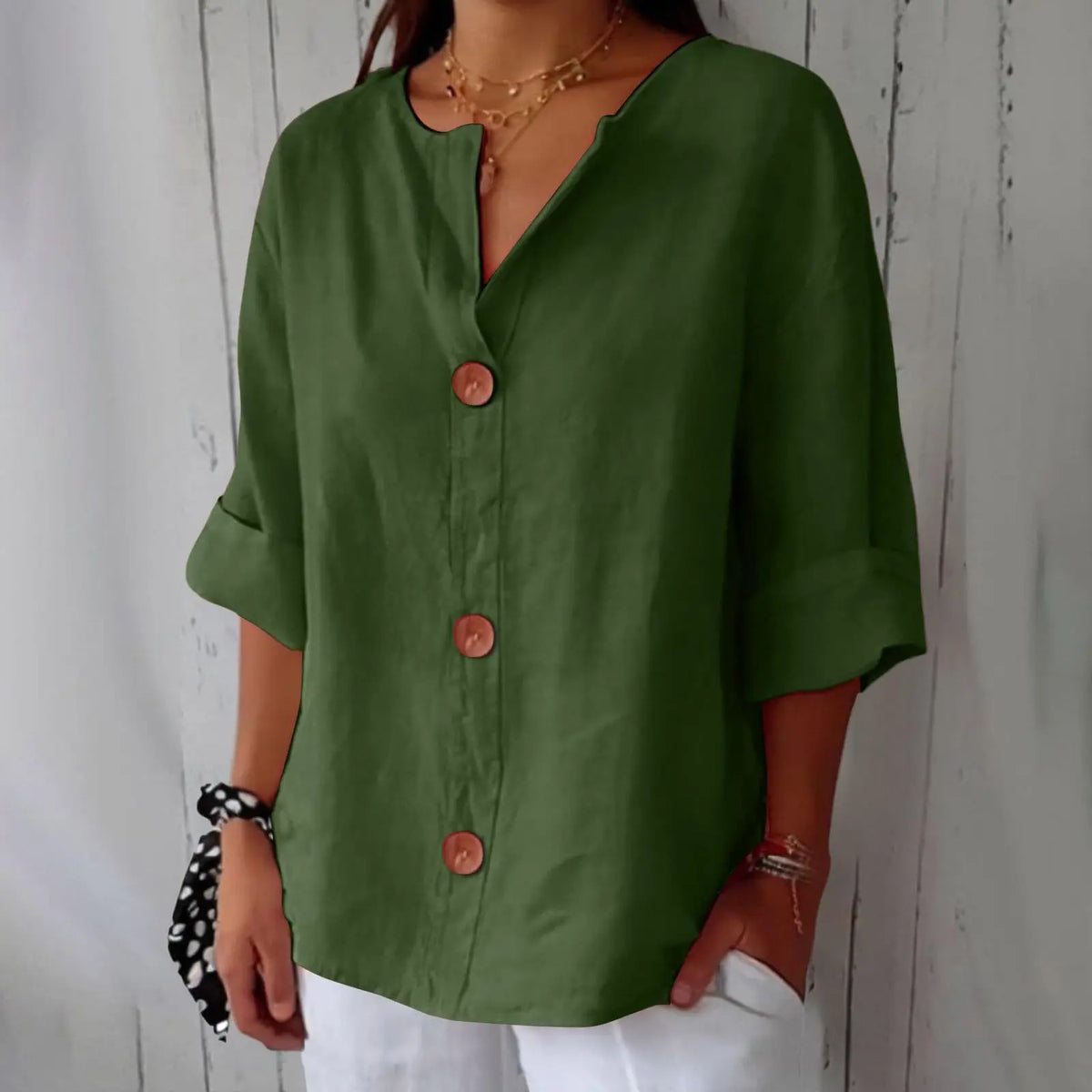 AZALEA | LINEN BLEND REFINED BLOUSE