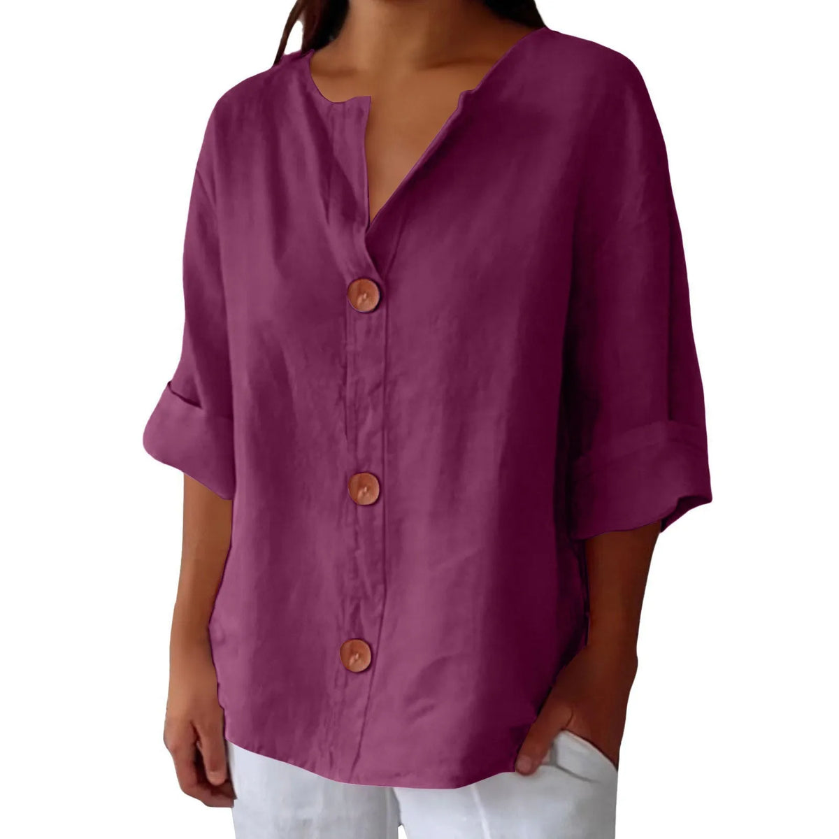 AZALEA | LINEN BLEND REFINED BLOUSE