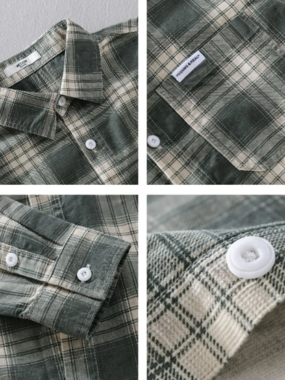 Men's Plus Size Plaid Button Up Long Sleeve Shirt