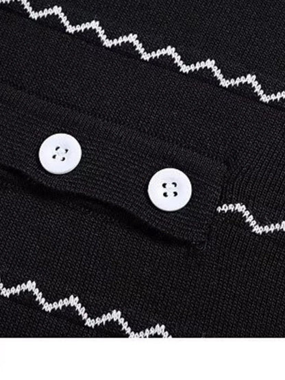 Men's Full Size Zigzag Striped Knit Polo Plus Size