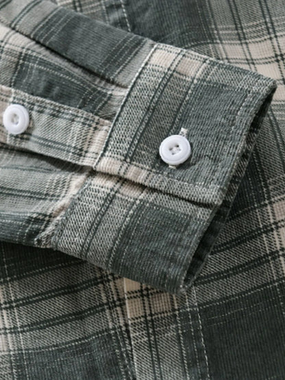 Men's Plus Size Plaid Button Up Long Sleeve Shirt