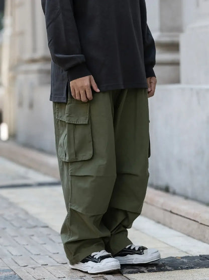 Men's Loose Fit Cargo Pants with Multiple Pockets