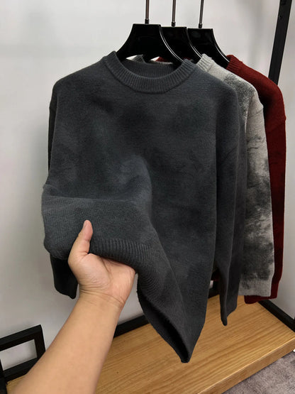 Men's Plus Size Ribbed Hem Round Neck Sweater