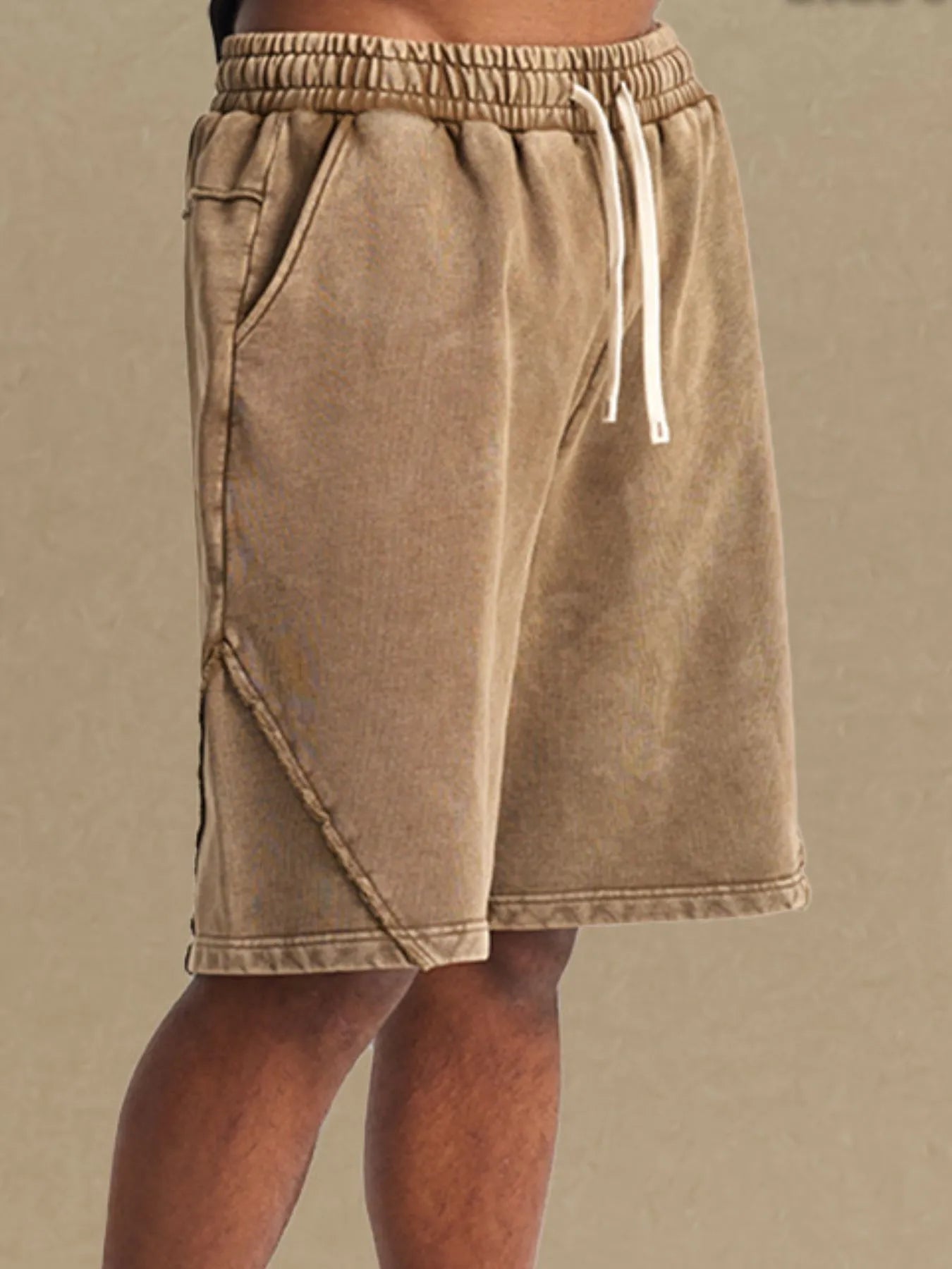 Men's Casual Drawstring Washed Shorts