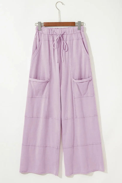 Wide-Leg Cargo Pants with Drawstring Waist