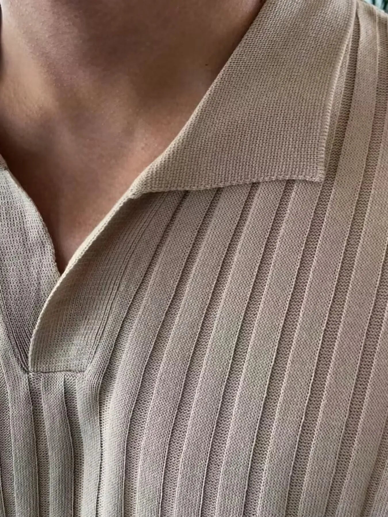 Men's Full Size Ribbed Short Sleeve Knit Polo Plus Size