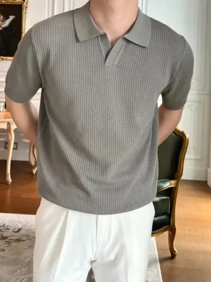 Men's Plus Size Textured Short Sleeve Polo