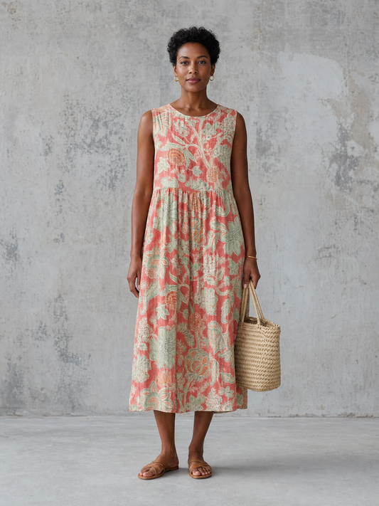 ADELINA | Dappled Garden Midi Dress