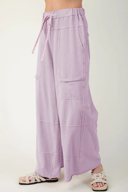 Wide-Leg Cargo Pants with Drawstring Waist