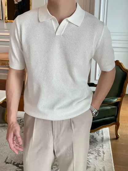 Men's Plus Size Textured Short Sleeve Polo