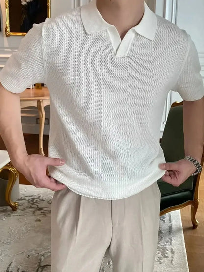 Men's Plus Size Textured Short Sleeve Polo