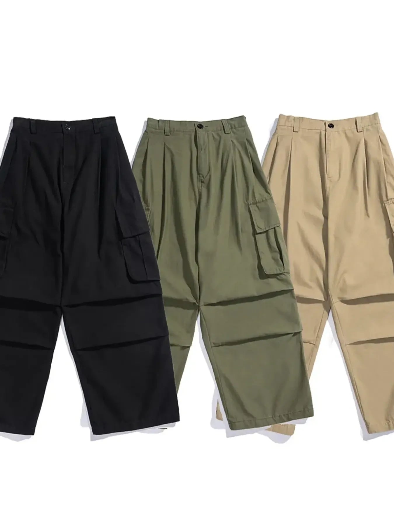 Men's Loose Fit Cargo Pants with Multiple Pockets