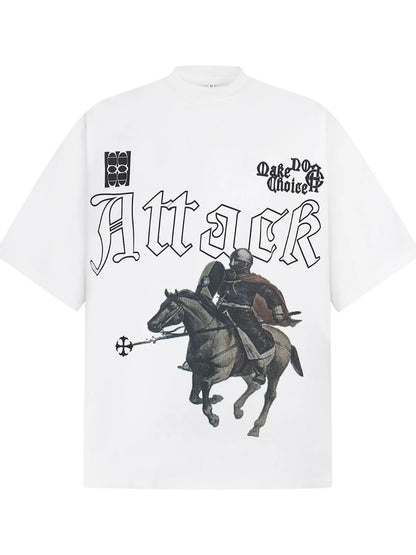 Men's Medieval Knight Print Oversized T-Shirt
