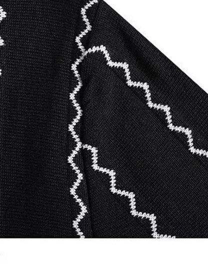 Men's Full Size Zigzag Striped Knit Polo Plus Size