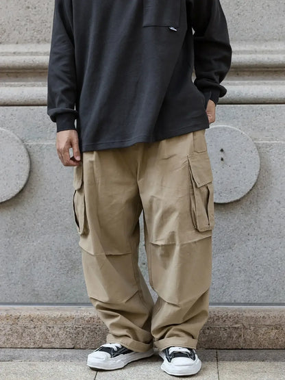 Men's Loose Fit Cargo Pants with Multiple Pockets