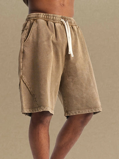 Men's Casual Drawstring Washed Shorts
