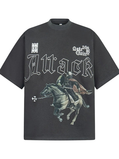 Men's Medieval Knight Print Oversized T-Shirt