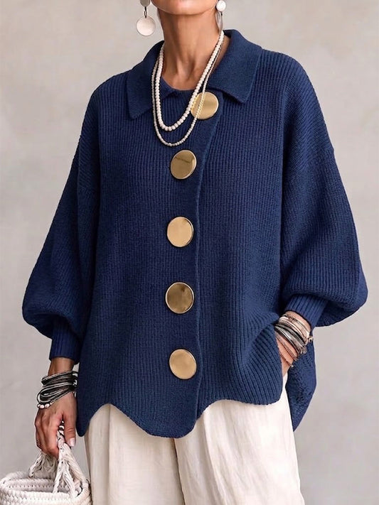 DOMITILLA | Scalloped Gold-Button Cardigan